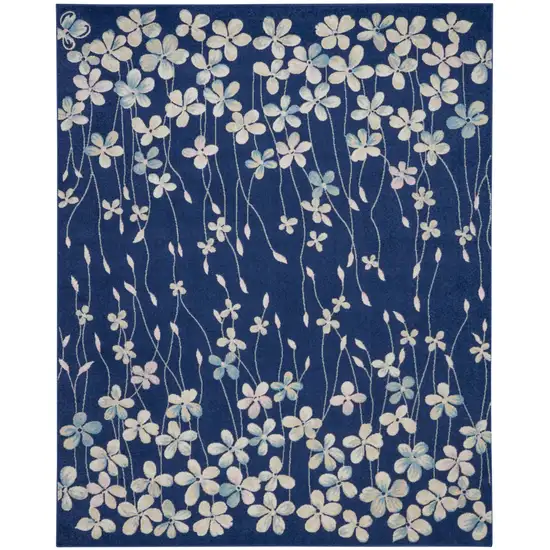 Navy Blue and Ivory Floral Area Rug Photo 1