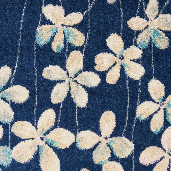 Navy Blue and Ivory Floral Area Rug Photo 5