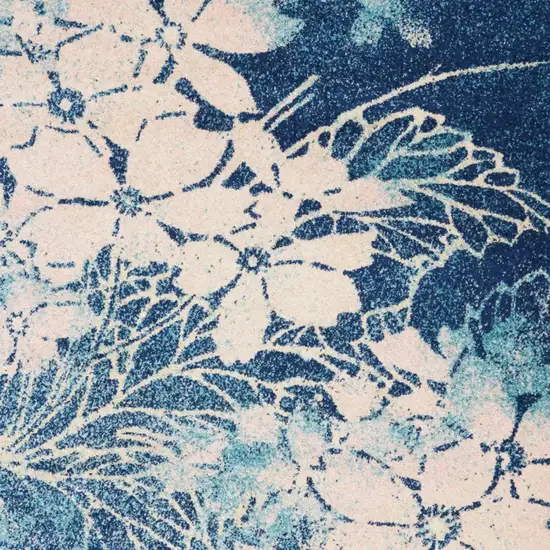 Navy Blue and Ivory Floral Area Rug Photo 6