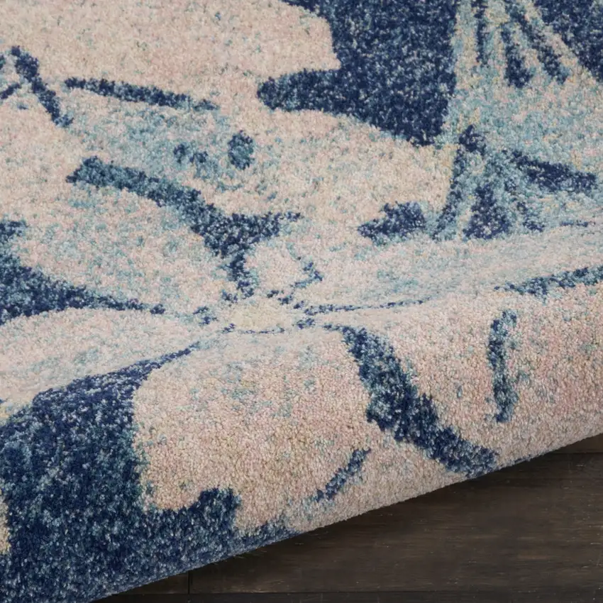 Navy Blue and Ivory Floral Area Rug Photo 5