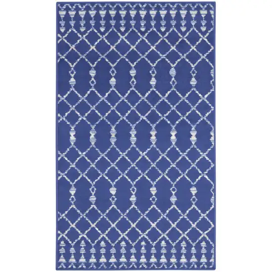 Navy Blue and Ivory Geometric Area Rug Photo 1