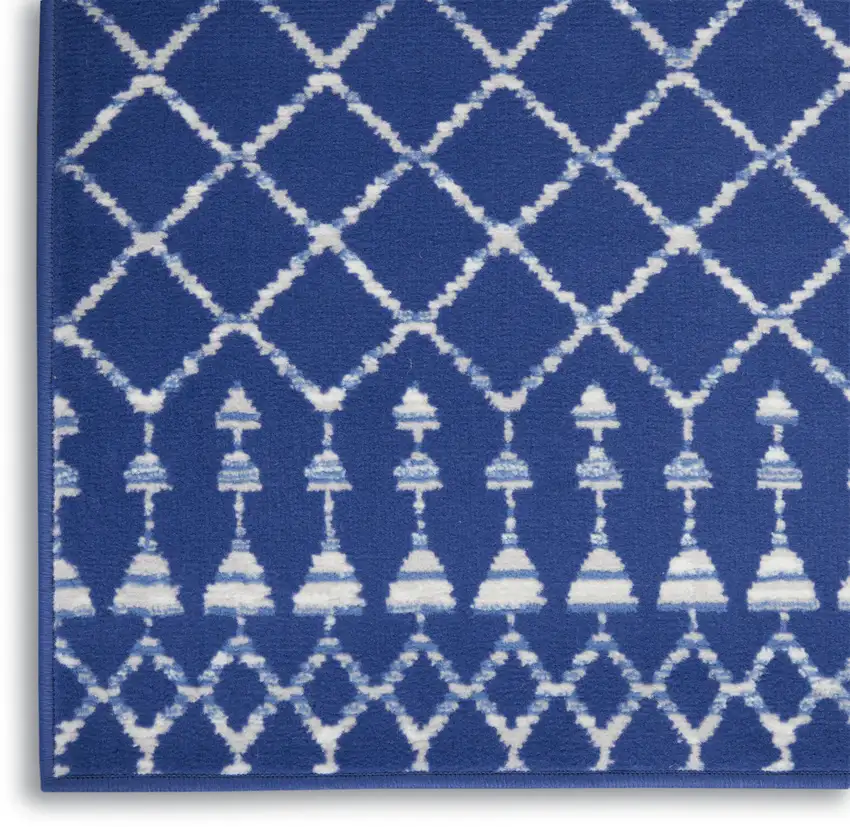 Navy Blue and Ivory Geometric Area Rug Photo 8