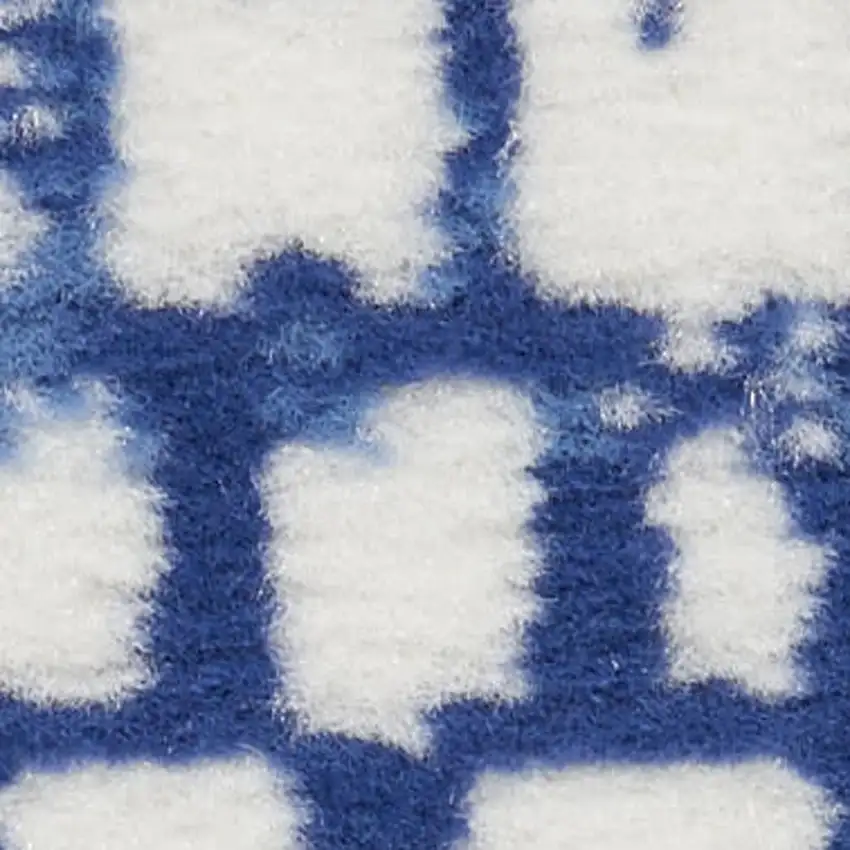 Navy Blue and Ivory Geometric Area Rug Photo 6