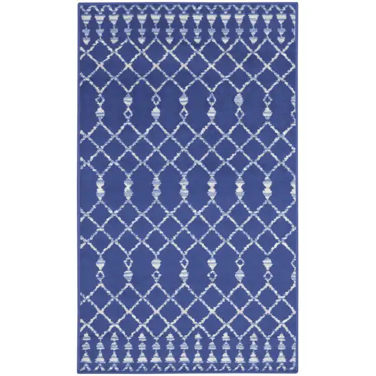 Navy Blue and Ivory Geometric Area Rug Photo 2