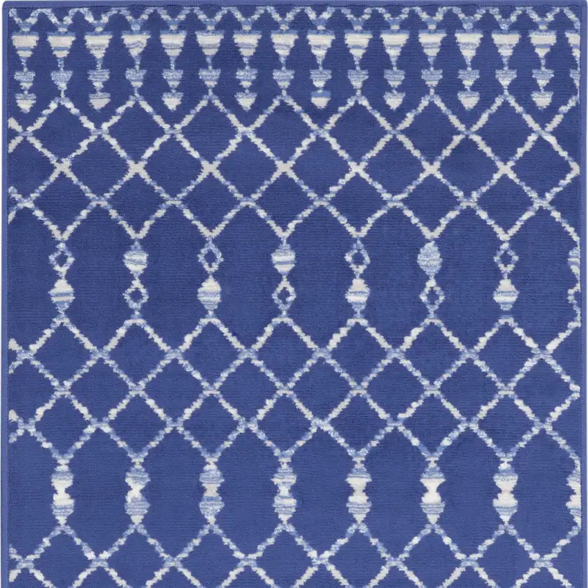 Navy Blue and Ivory Geometric Area Rug Photo 7