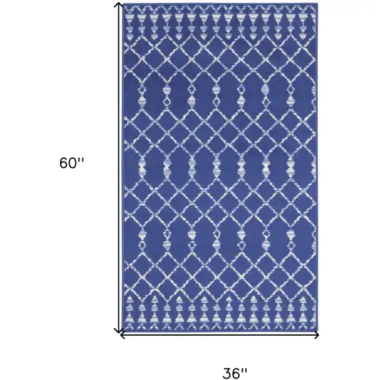 Navy Blue and Ivory Geometric Area Rug Photo 9