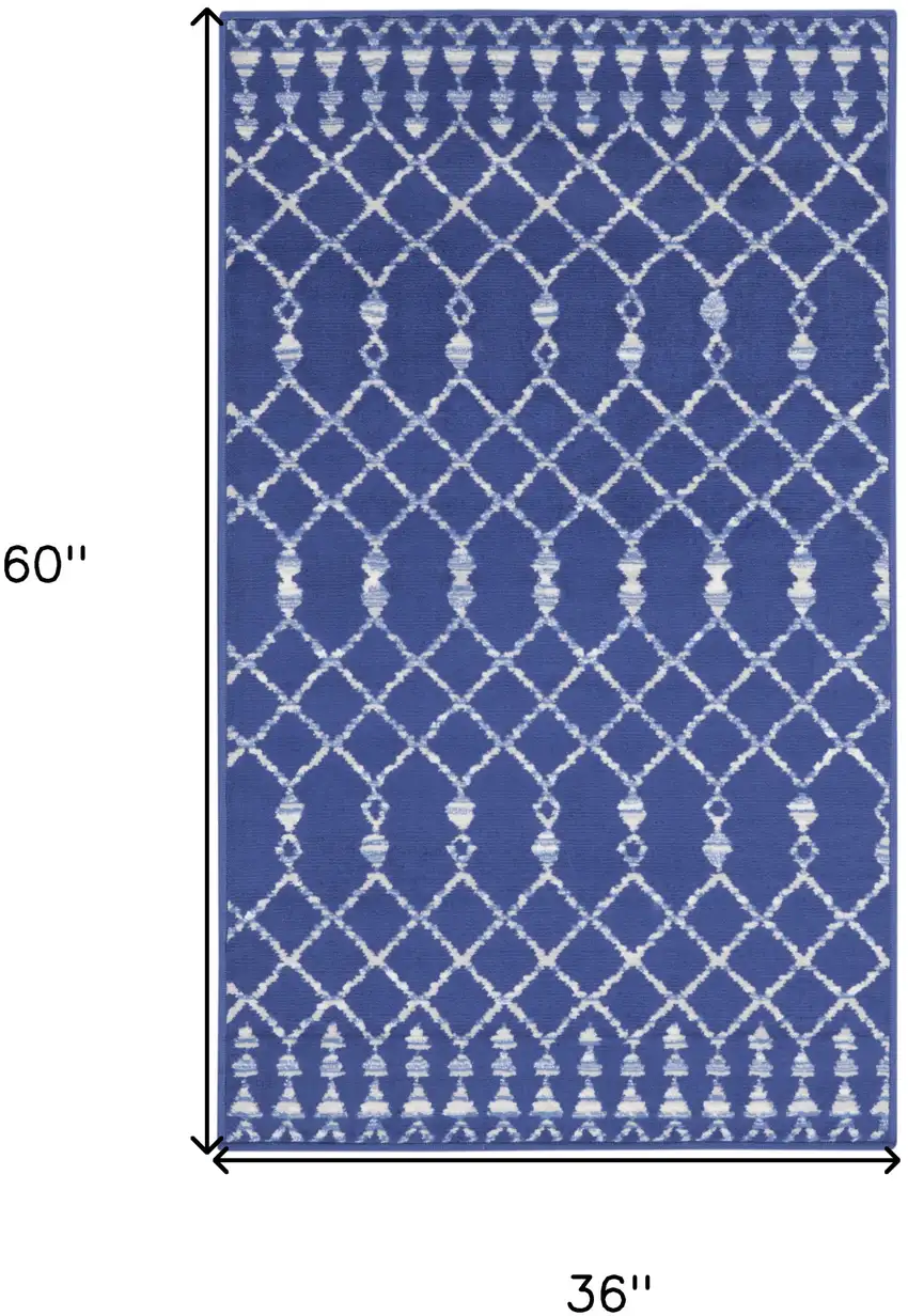 Navy Blue and Ivory Geometric Area Rug Photo 9