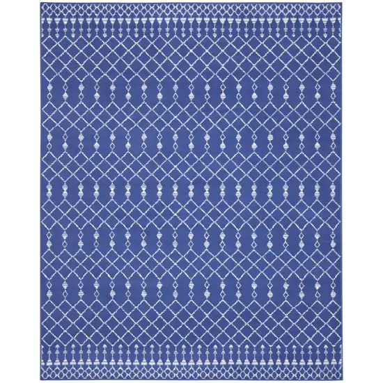 Navy Blue and Ivory Moroccan Distressed Non Skid Area Rug Photo 9