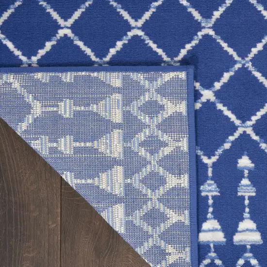 Navy Blue and Ivory Moroccan Distressed Non Skid Area Rug Photo 7