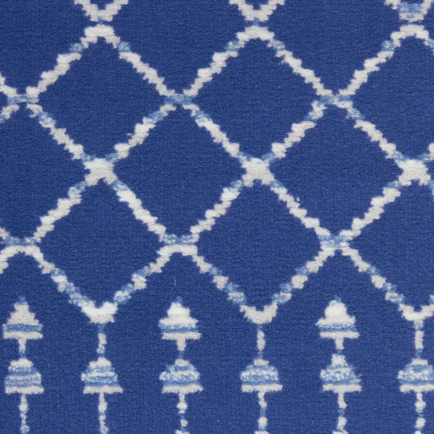 Navy Blue and Ivory Moroccan Distressed Non Skid Area Rug Photo 7