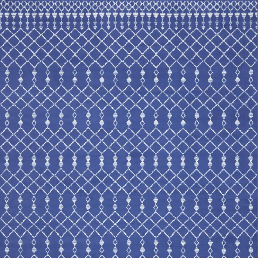 Navy Blue and Ivory Moroccan Distressed Non Skid Area Rug Photo 8
