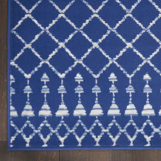Navy Blue and Ivory Moroccan Distressed Non Skid Area Rug Photo 9