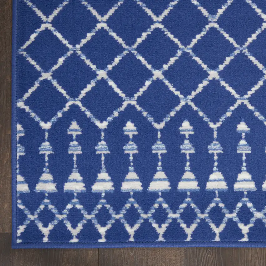 Navy Blue and Ivory Moroccan Distressed Non Skid Area Rug Photo 9