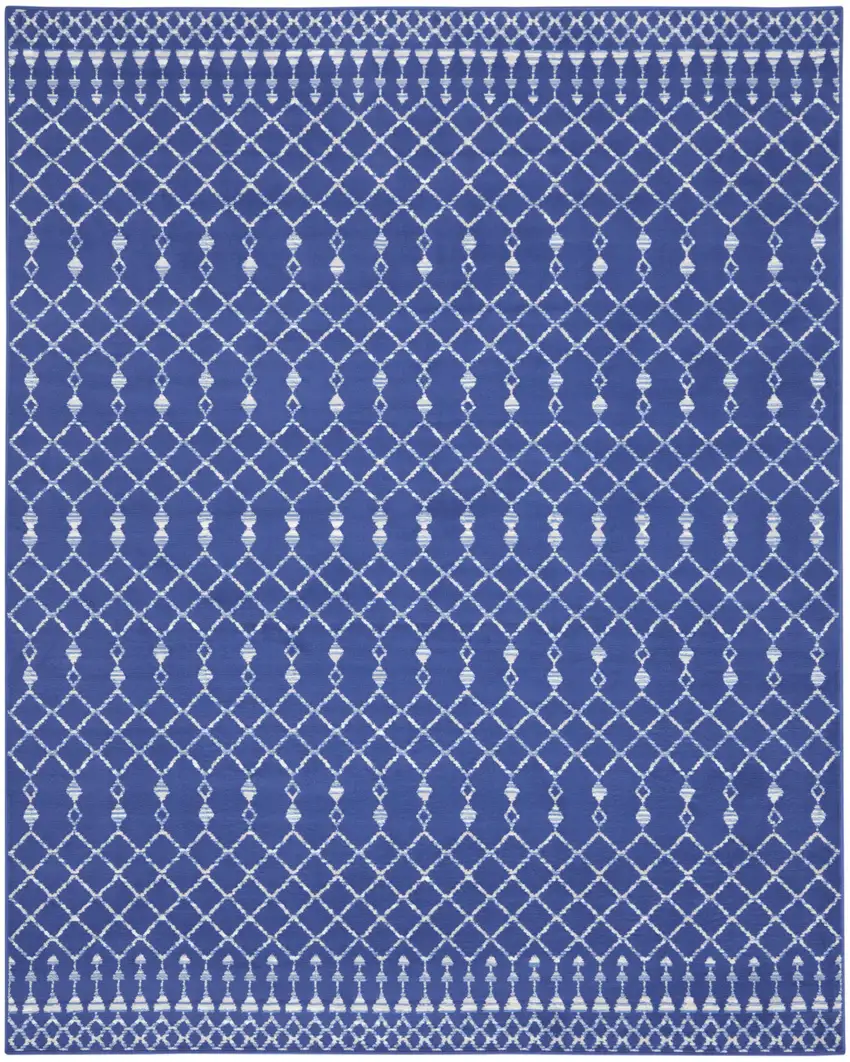 Navy Blue and Ivory Moroccan Distressed Non Skid Area Rug Photo 2