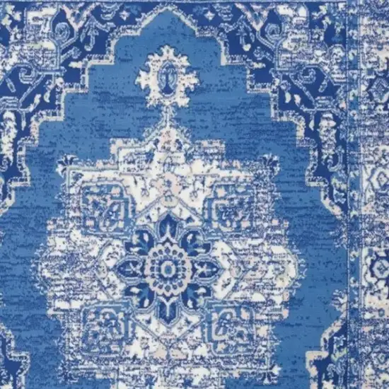 Ivory And Blue Medallion Area Rug Photo 3