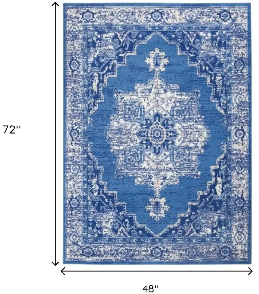 Navy Blue Floral Dhurrie Area Rug Photo 3