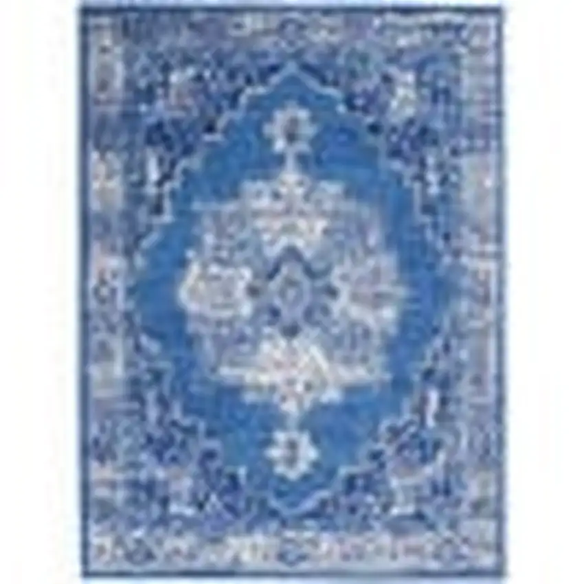 Navy Blue and Ivory Persian Medallion Area Rug Photo 1