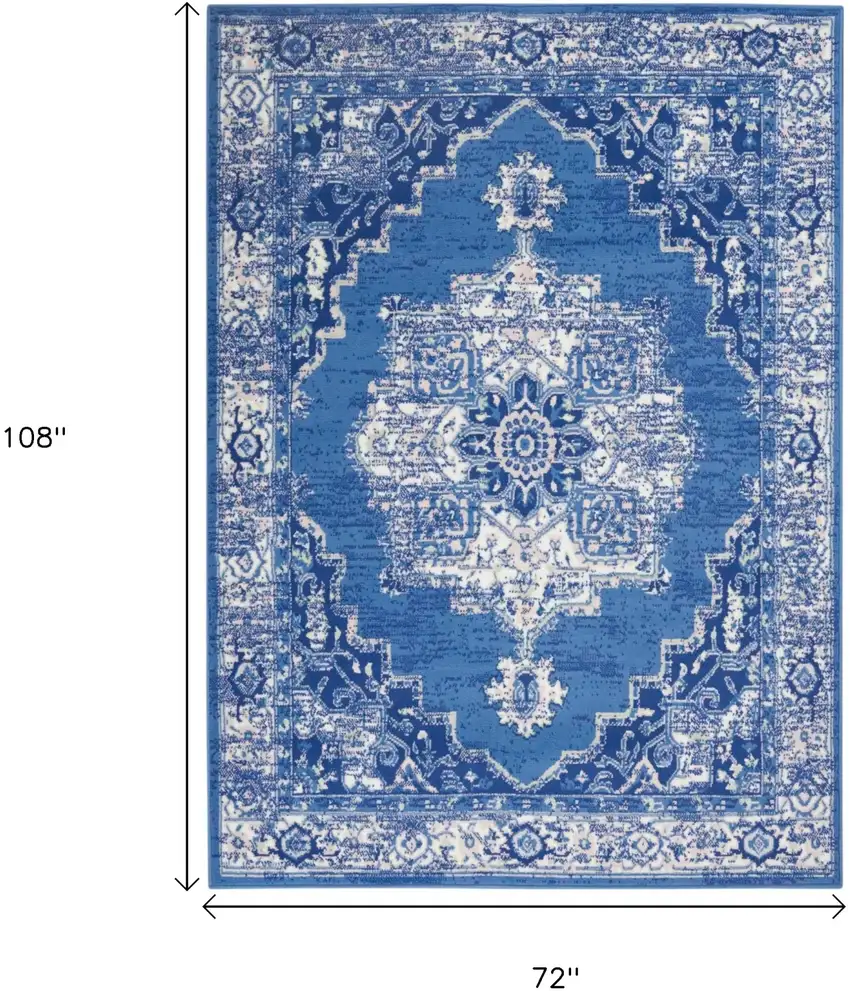 Navy Blue And Ivory Floral Area Rug Photo 7
