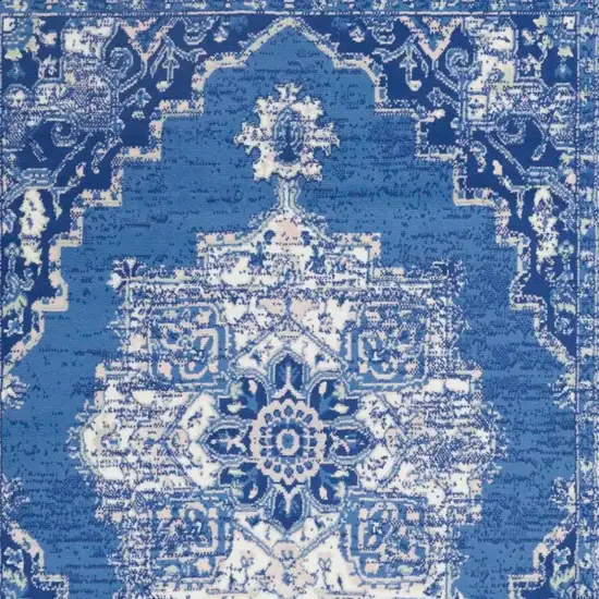 Navy Blue And Ivory Floral Area Rug Photo 5