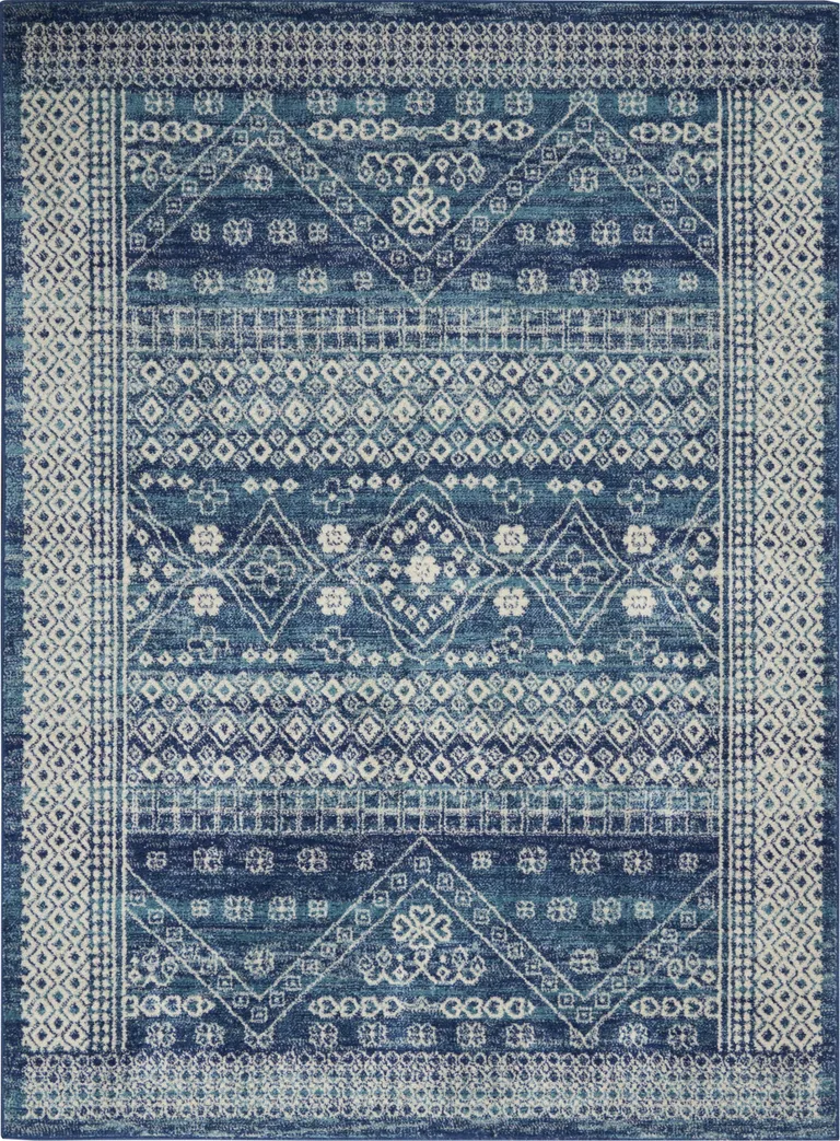 Navy Blue and Ivory Persian Motifs Area Rug Photo 4