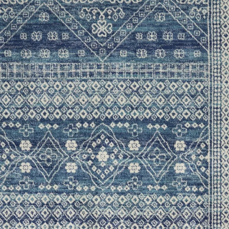 Navy Blue and Ivory Persian Motifs Area Rug Photo 2