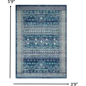Photo of Navy Blue and Ivory Persian Motifs Area Rug
