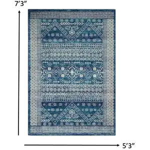 Photo of Navy Blue and Ivory Persian Motifs Area Rug