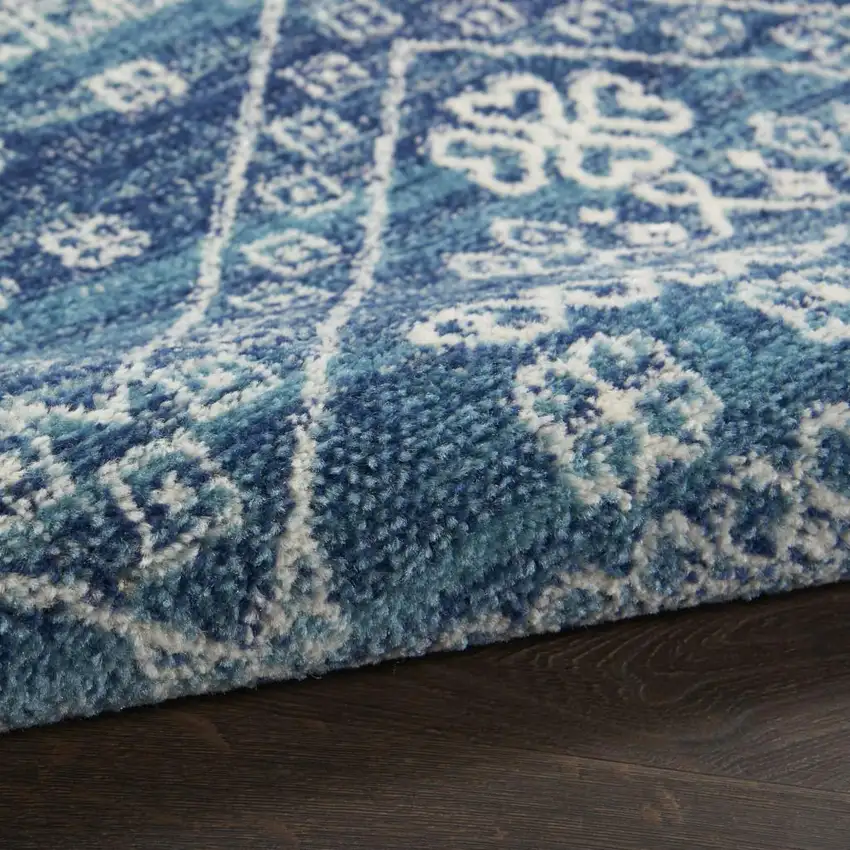 Navy Blue And Ivory Tribal Area Rug Photo 7