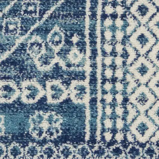 Navy Blue And Ivory Tribal Area Rug Photo 3