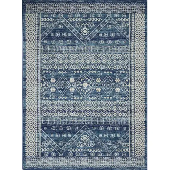 Navy Blue And Ivory Tribal Area Rug Photo 1