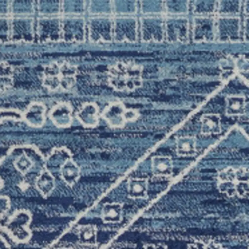 Navy Blue And Ivory Tribal Area Rug Photo 7