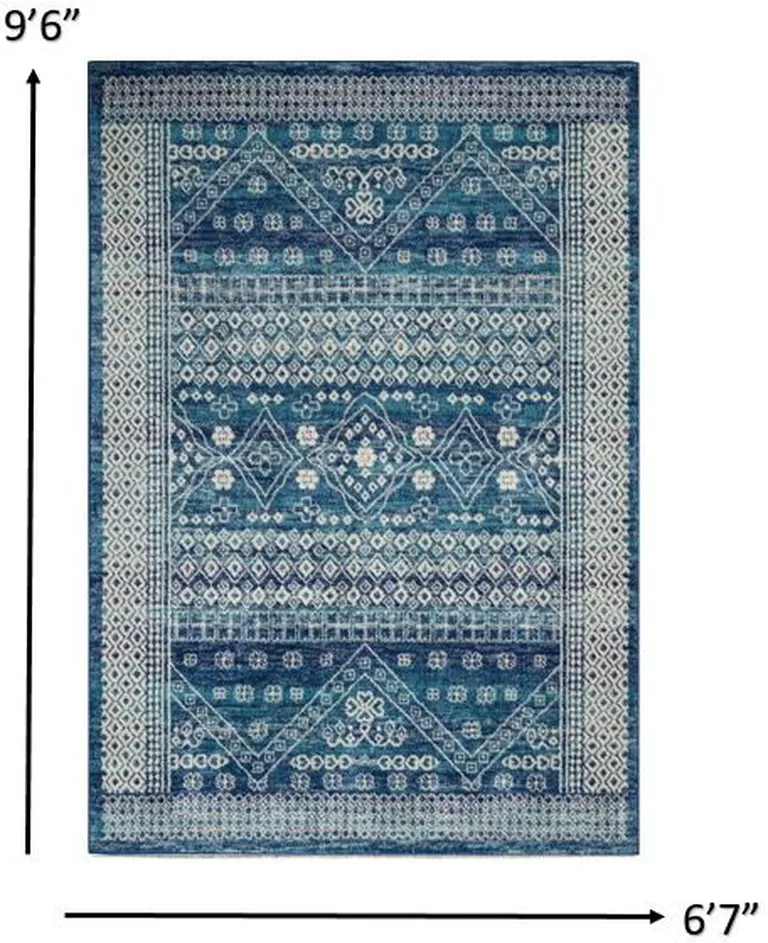 Navy Blue and Ivory Persian Motifs Area Rug Photo 1