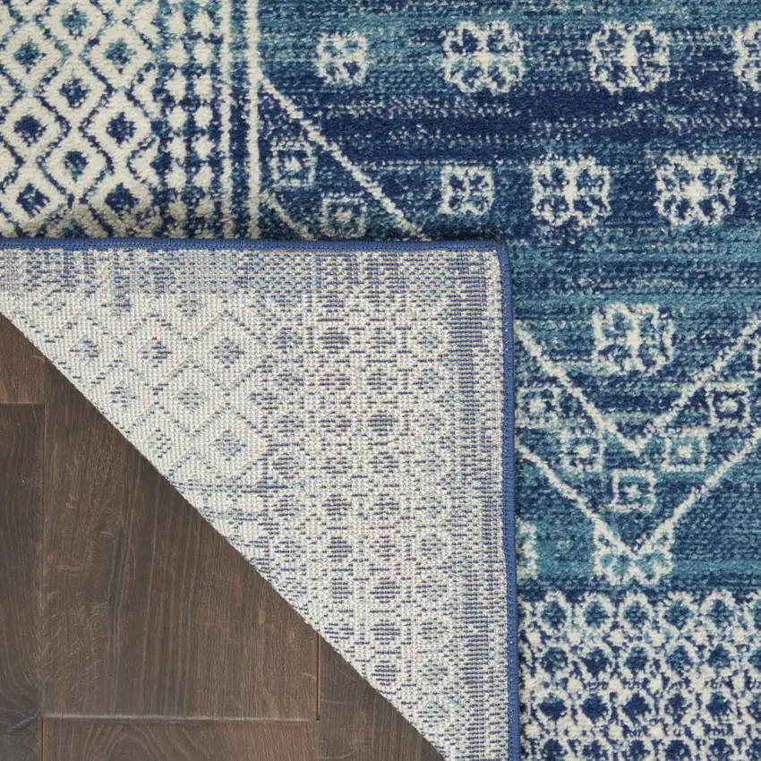 Navy Blue And Ivory Tribal Area Rug Photo 9