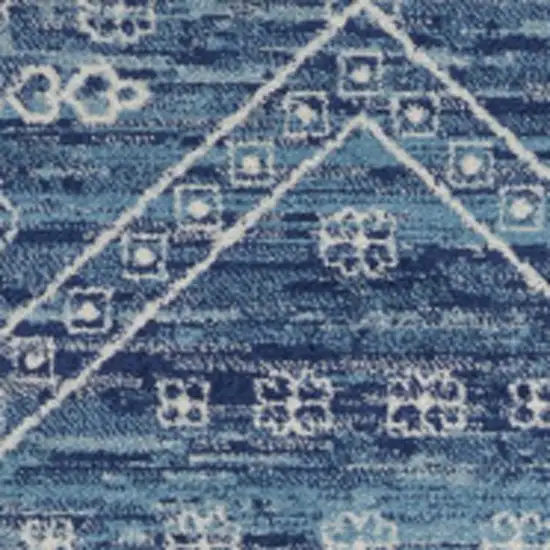 Navy Blue And Ivory Tribal Area Rug Photo 7