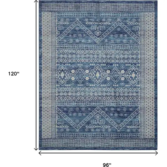 Navy Blue And Ivory Tribal Area Rug Photo 3