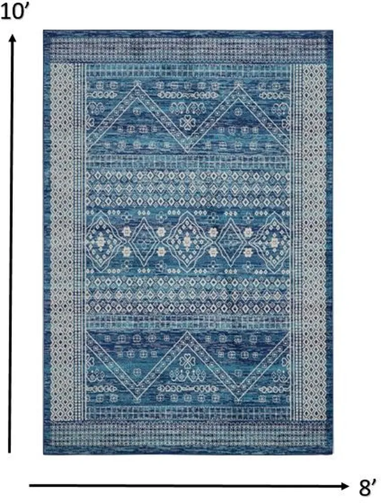 Navy Blue and Ivory Persian Motifs Area Rug Photo 1