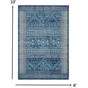 Photo of Navy Blue and Ivory Persian Motifs Area Rug