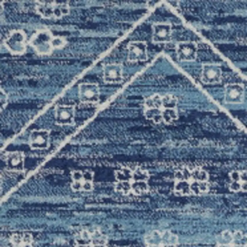 Navy Blue And Ivory Tribal Area Rug Photo 8