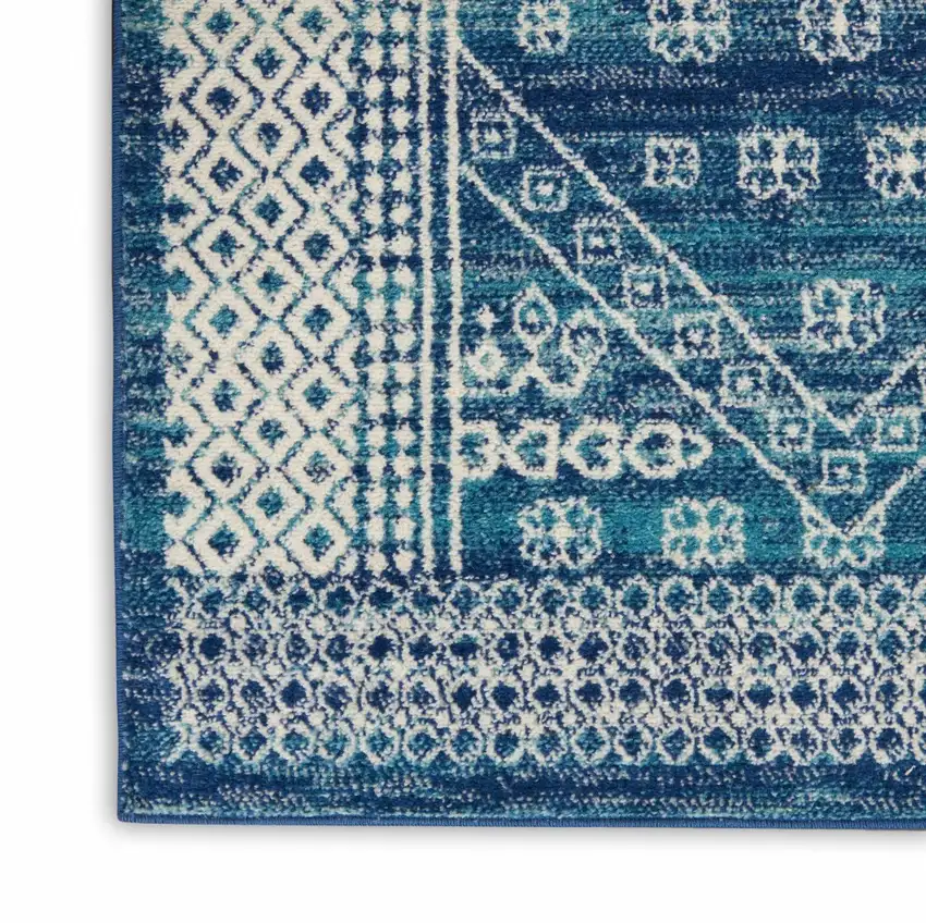 Navy Blue and Ivory Persian Motifs Scatter Rug Photo 5