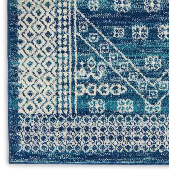 Navy Blue And Ivory Tribal Area Rug Photo 9