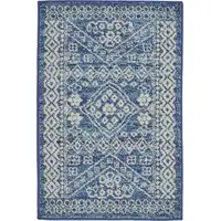 Photo of Navy Blue and Ivory Persian Motifs Scatter Rug