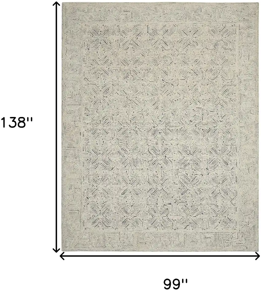 Navy Blue and Ivory Wool Abstract Area Rug Photo 3