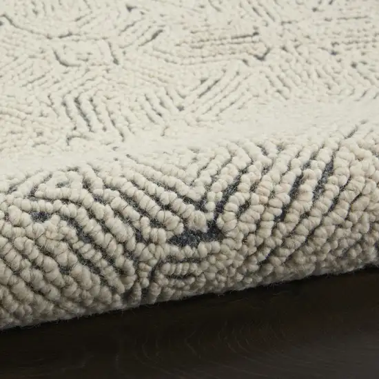 Navy Blue and Ivory Wool Abstract Area Rug Photo 5