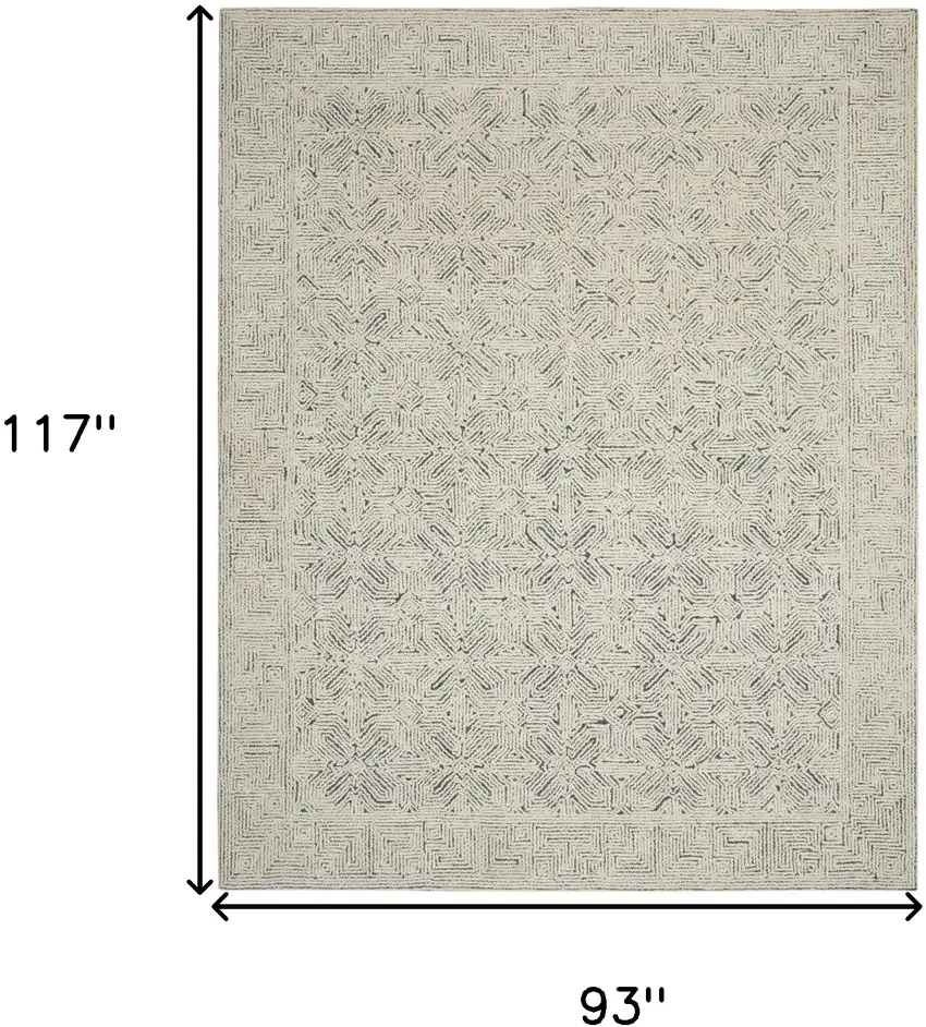 Navy Blue and Ivory Wool Abstract Area Rug Photo 3