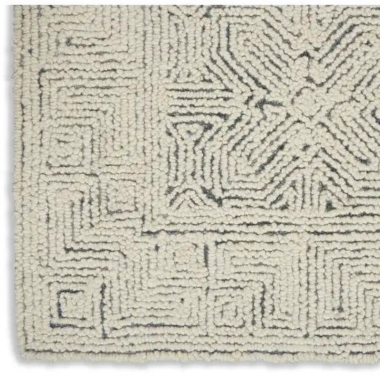 Navy Blue and Ivory Wool Abstract Area Rug Photo 7