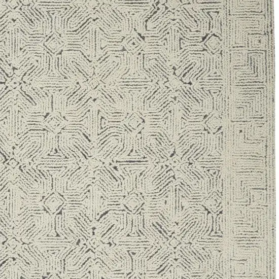 Navy Blue and Ivory Wool Abstract Area Rug Photo 3