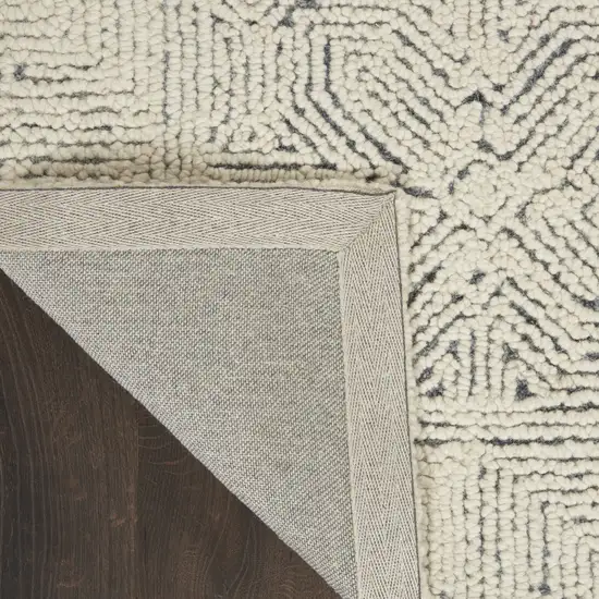 Navy Blue and Ivory Wool Abstract Area Rug Photo 8