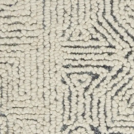 Navy Blue and Ivory Wool Abstract Area Rug Photo 8