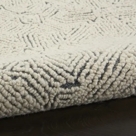 Navy Blue and Ivory Wool Abstract Area Rug Photo 5