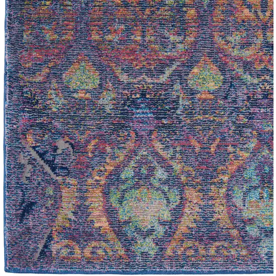 Navy Blue and Orange Ogee Distressed Non Skid Area Rug Photo 9